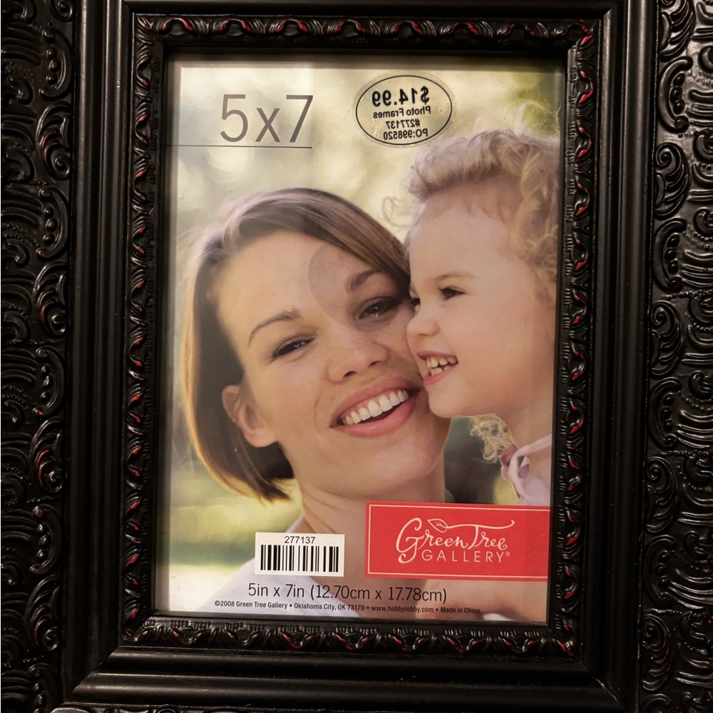 NWT Black w/Red accents trimmed Ornate 5x7 Picture Frame